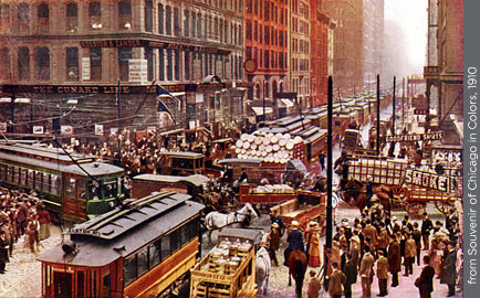 Congestion in the early 1900s around Dearborn and Randolph Streets