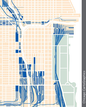 An illustration of the central area railroad facilities