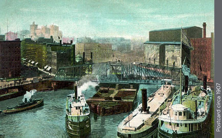 Congestion in the early 1900s around the Rush Street bridge